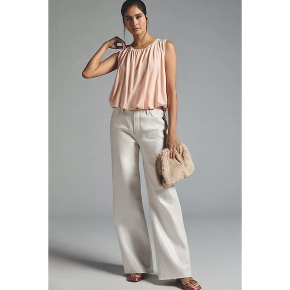 By Anthropologie Light Pink Shimmer Bubble Top Sz Small  Party Classy - Picture 10 of 11